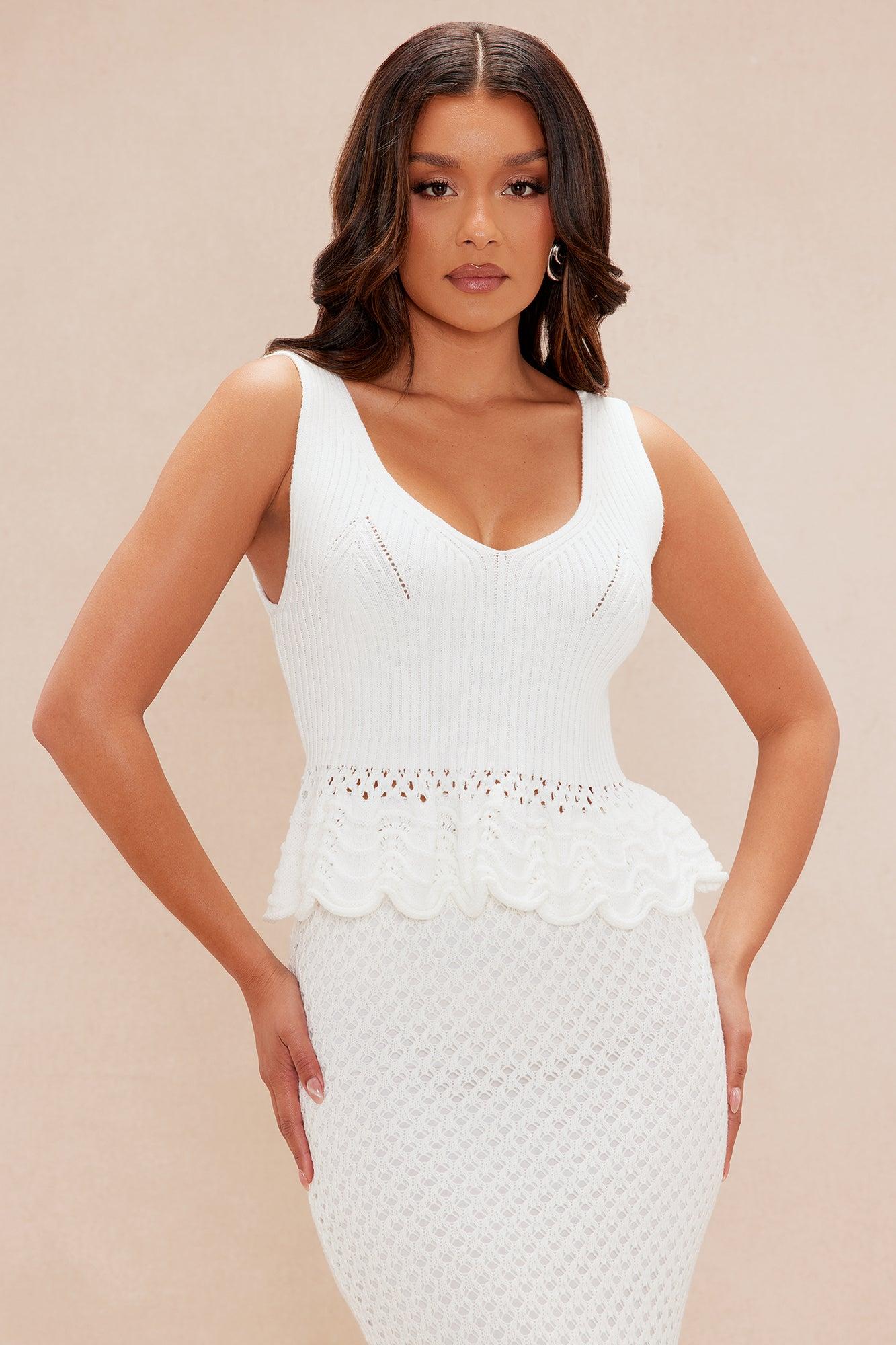 Mallory Crochet Midi Skirt Set - White Product Image