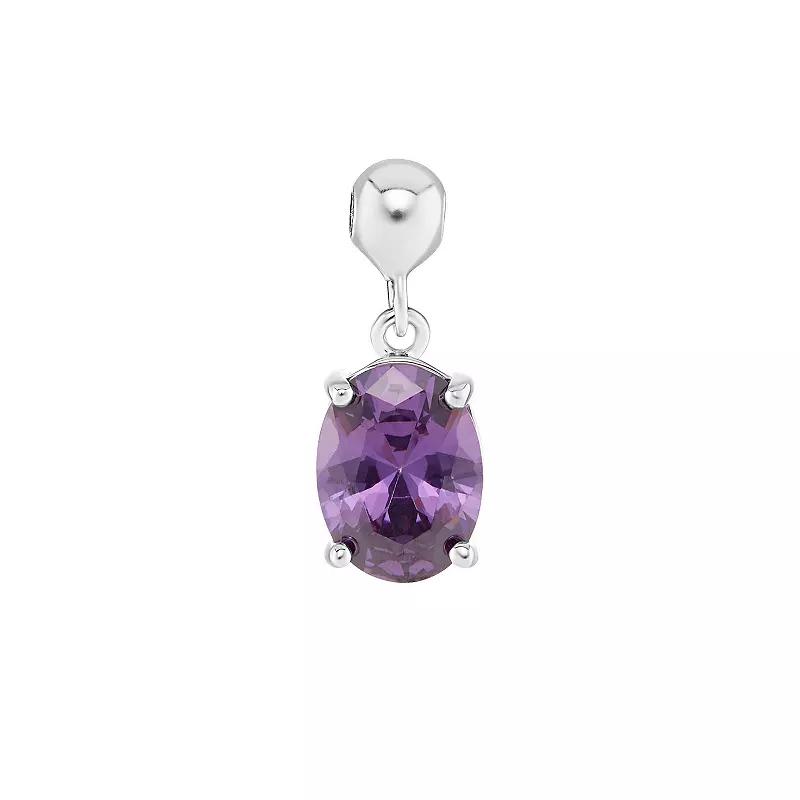 PRIMROSE Sterling Silver Oval Cubic Zirconia Sliding Charm, Womens, Sterling June Product Image