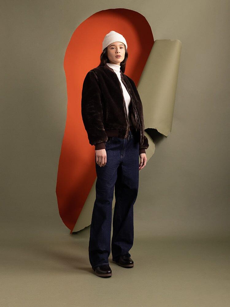 WOMEN'S REVERSIBLE FAUX LEATHER MA-1 BOMBER JACKET Female Product Image