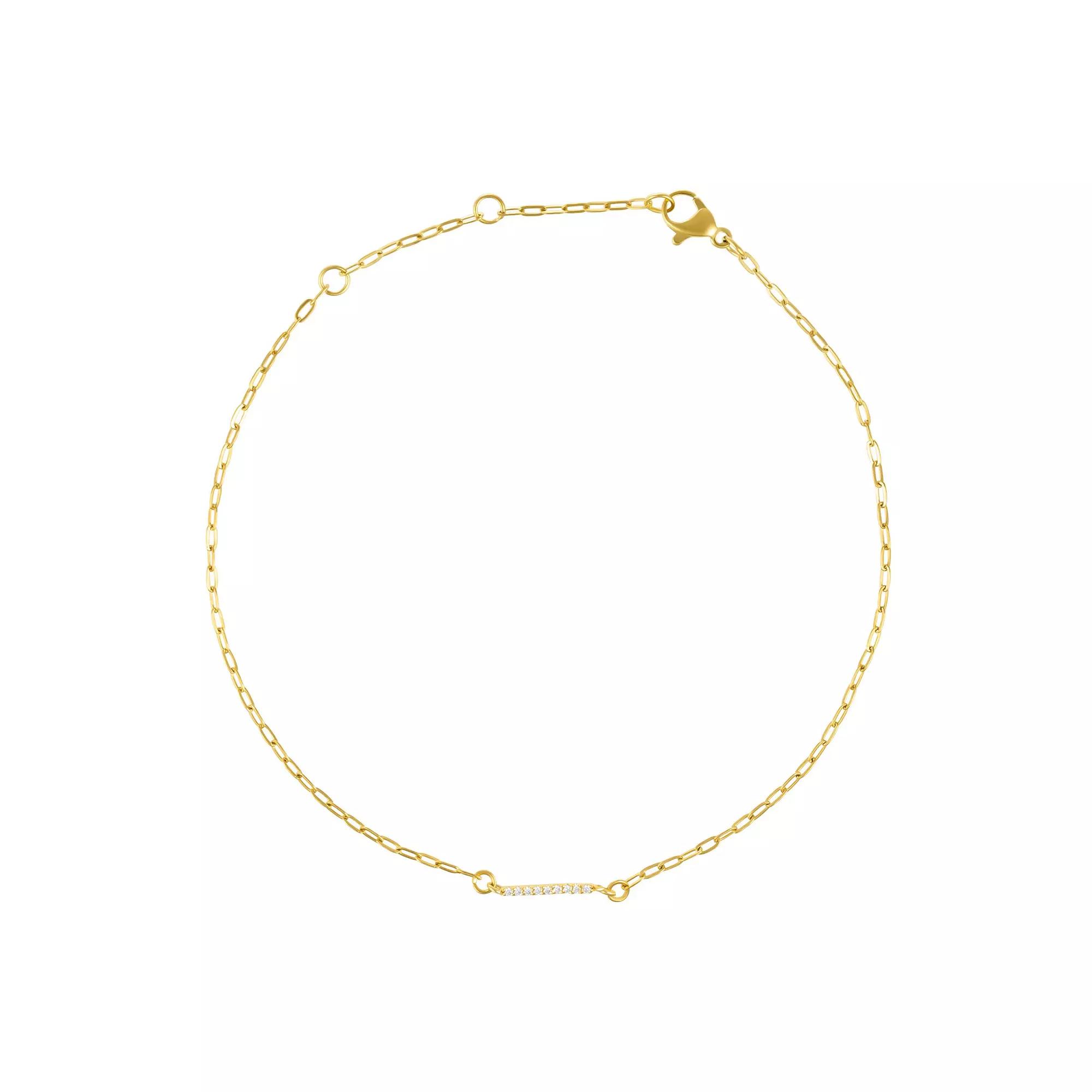 Adornia Gold Tone Cubic Zirconia Pave Sideways Initial Anklet, Womens Gold Tone I Product Image