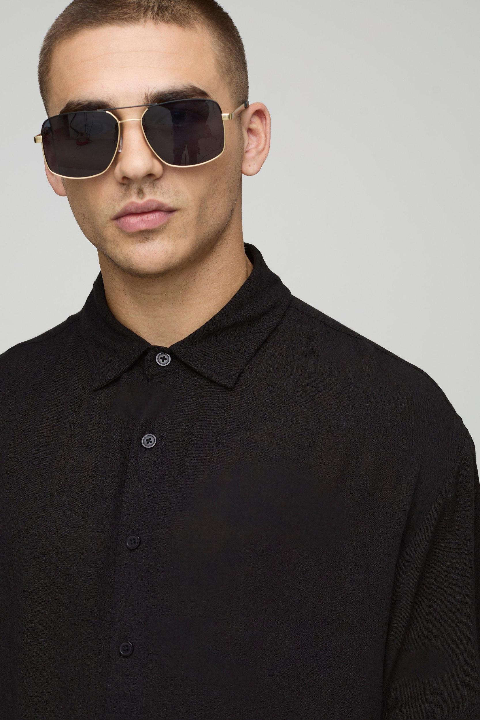 Oversized Short Sleeve Woven Shirt & Short Set  | boohooMAN USA Product Image