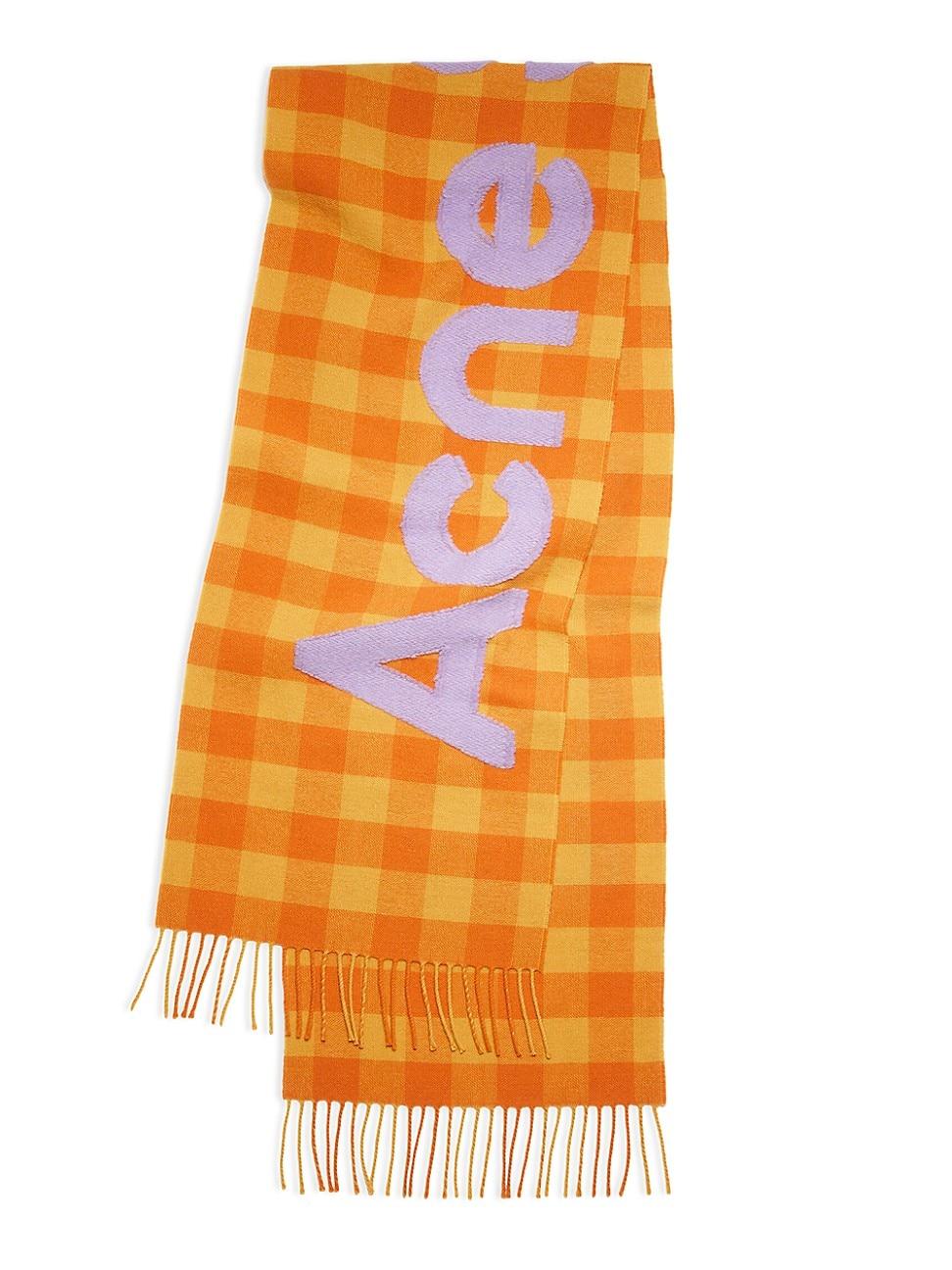Womens Veda Check Wool Logo Scarf Product Image