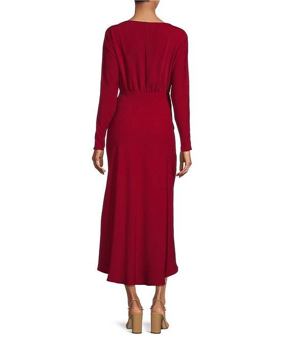 Trina Turk Behati Double Georgette Bateau Neck Long Sleeve Front Ruching Sheath Dress Product Image