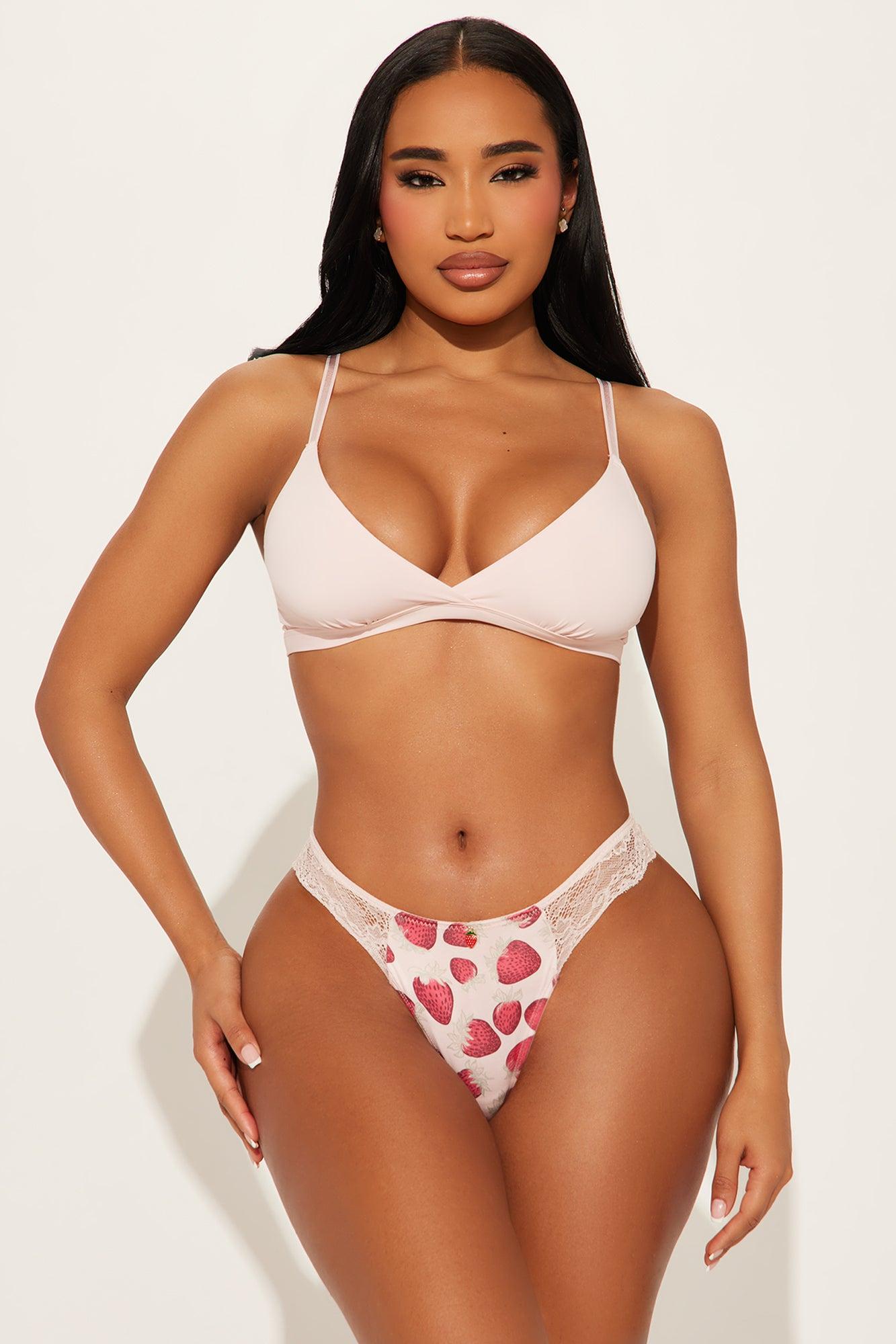 Berry Cute Microfiber Lace Thong 3 Pack Panties - Pink/combo Product Image