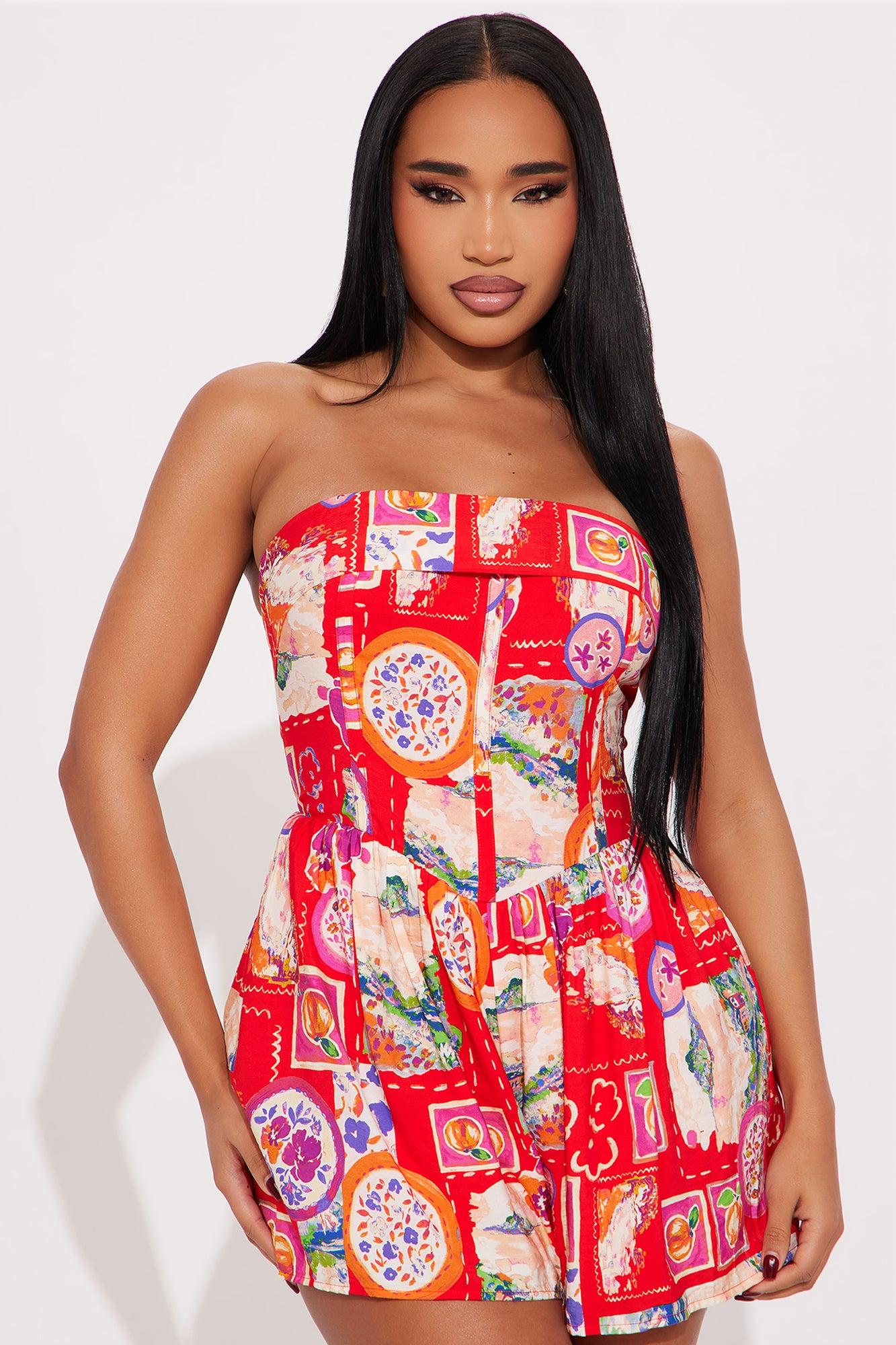 Italian Vacay Romper - Red/combo Product Image