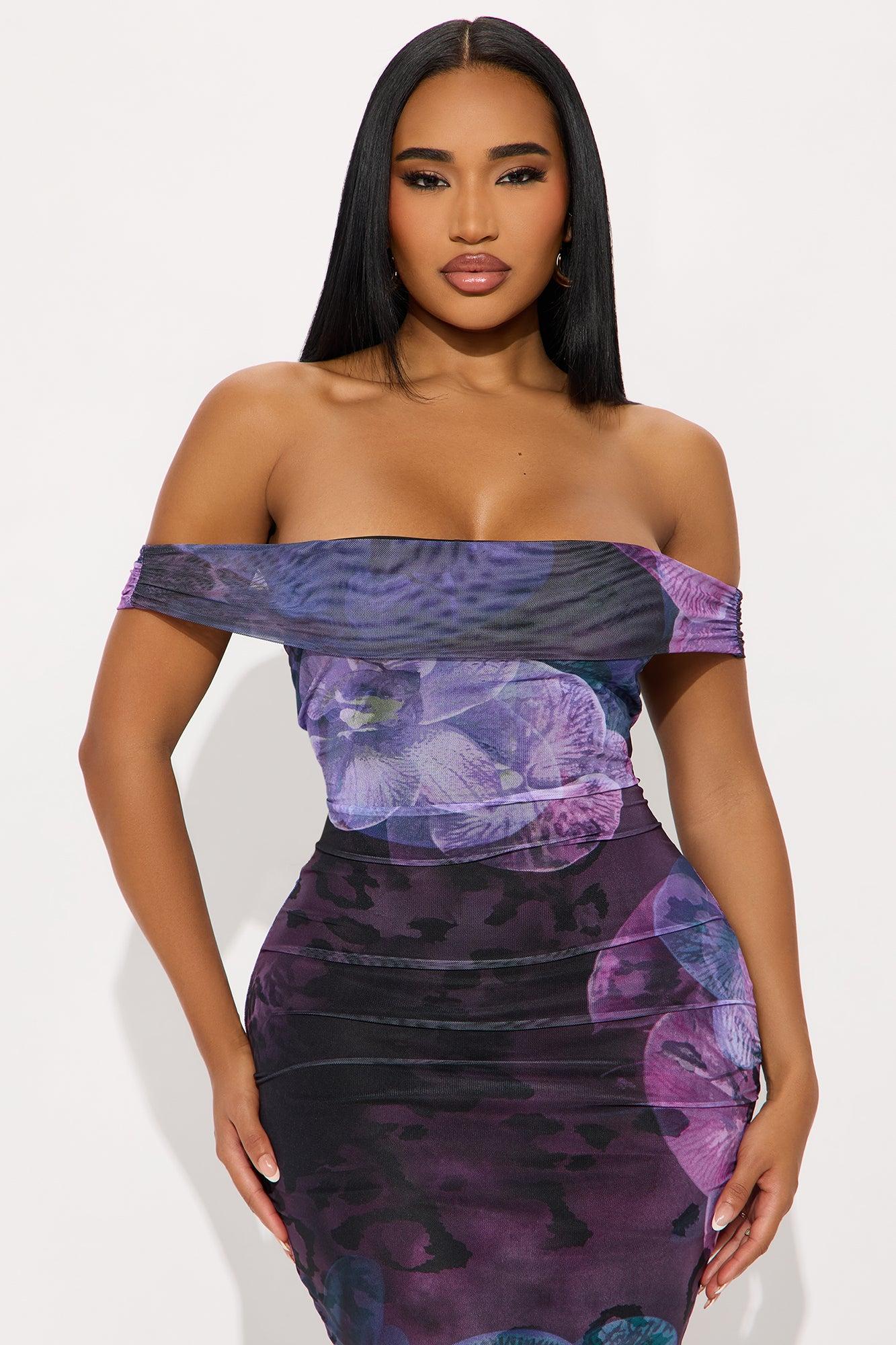 Flirty Floral Maxi Dress - Purple/combo Female Product Image