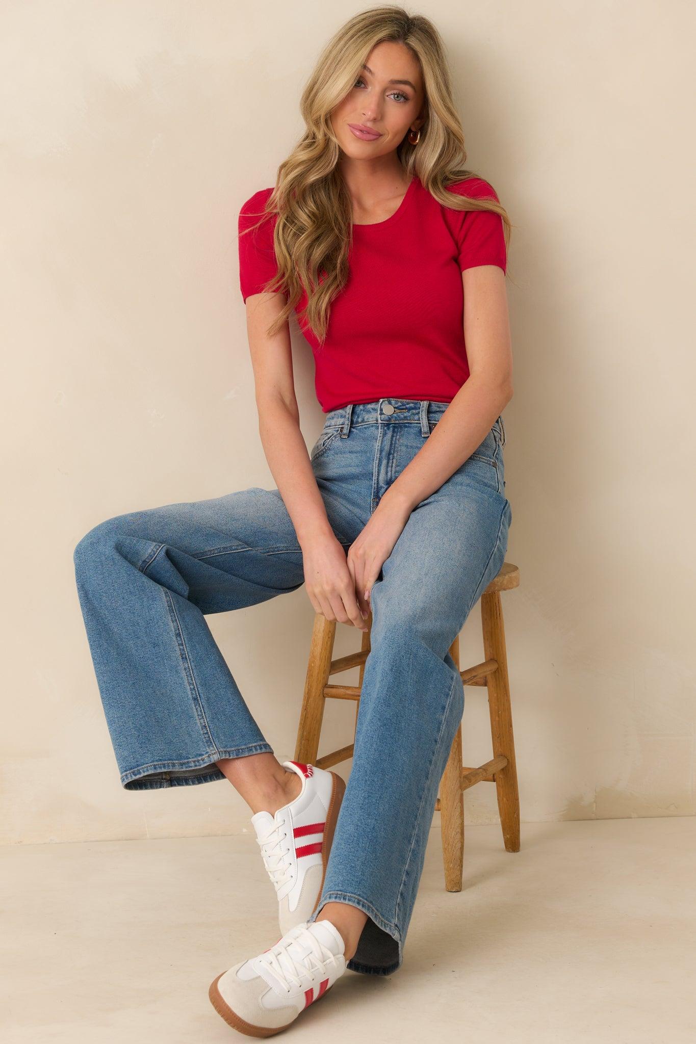 Day Dreaming Medium Wash Wide Leg Jeans Product Image