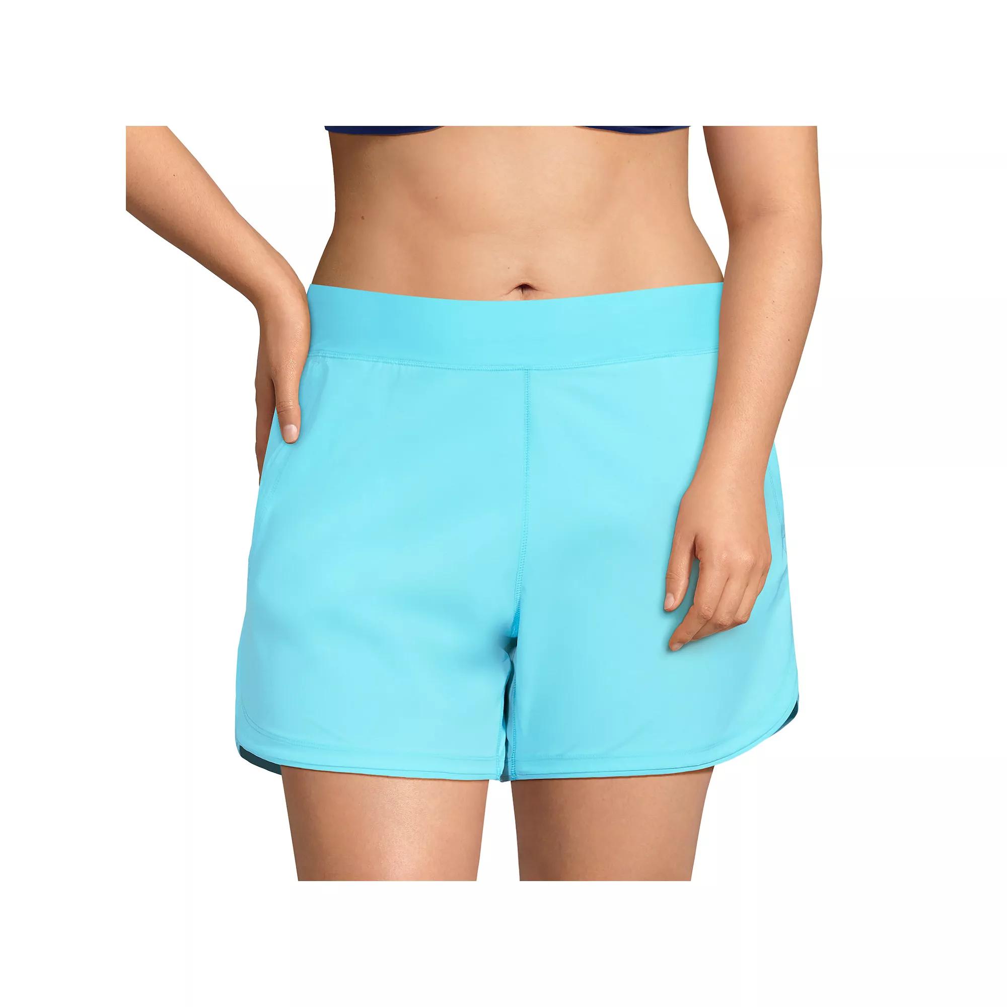 Plus Size Lands End 5 Quick Dry Swim Shorts With Panty, Womens River Blue Product Image