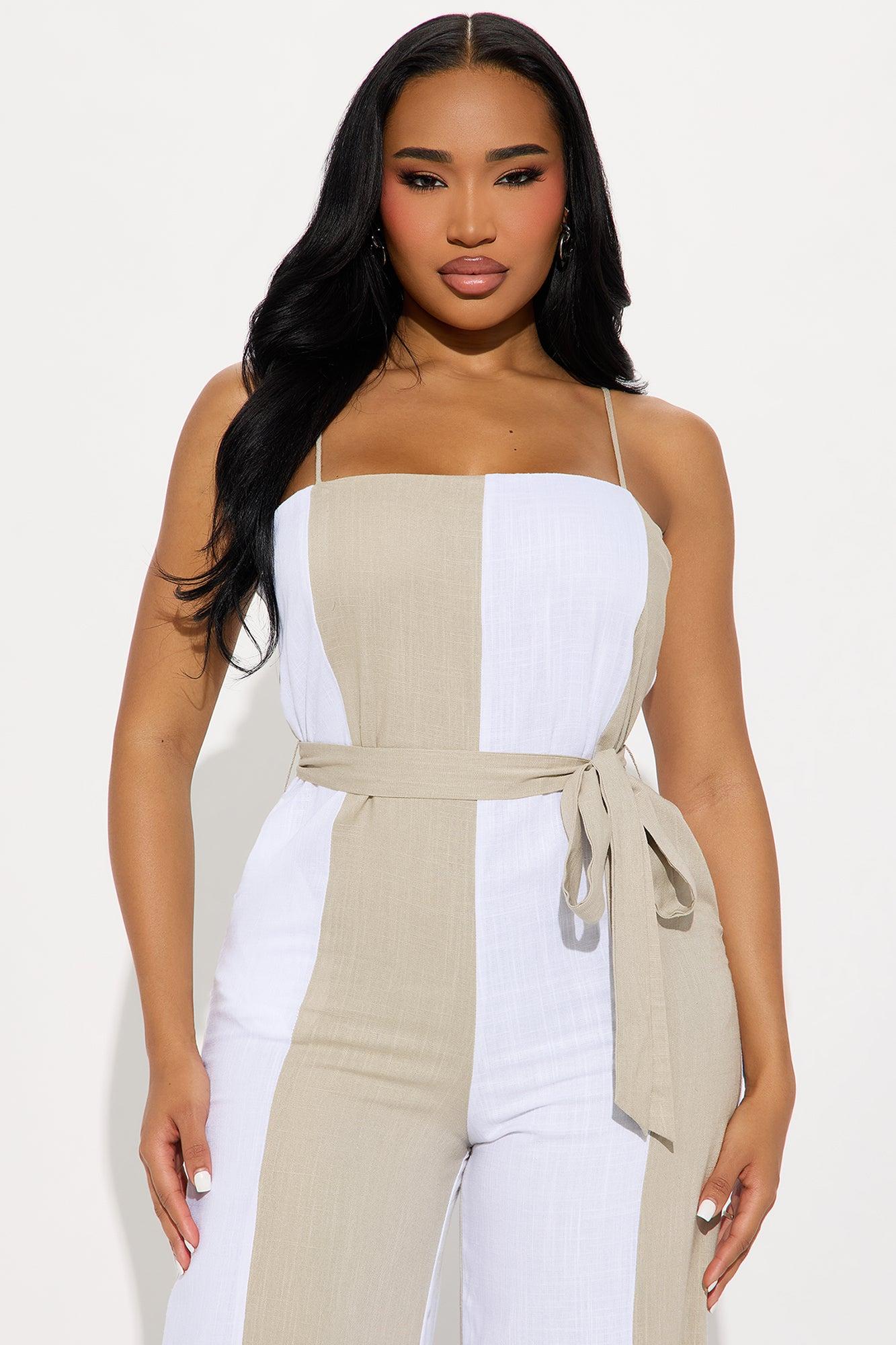 In My Linen Wide Leg Jumpsuit - White/combo Product Image