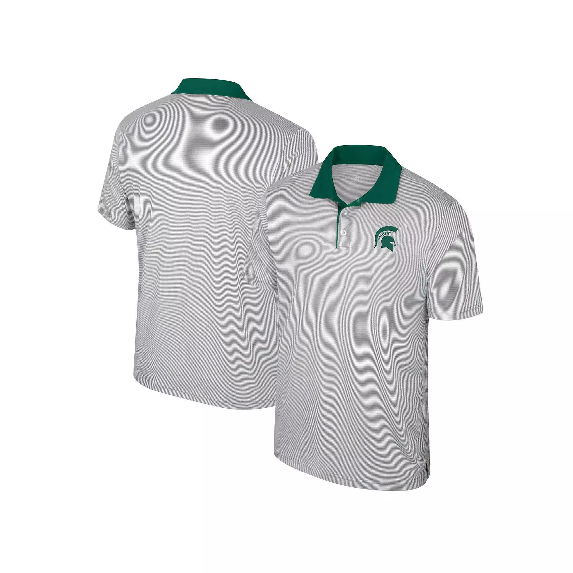 Men's Colosseum Gray Iowa Hawkeyes Big & Tall Tuck Striped Polo,  Product Image