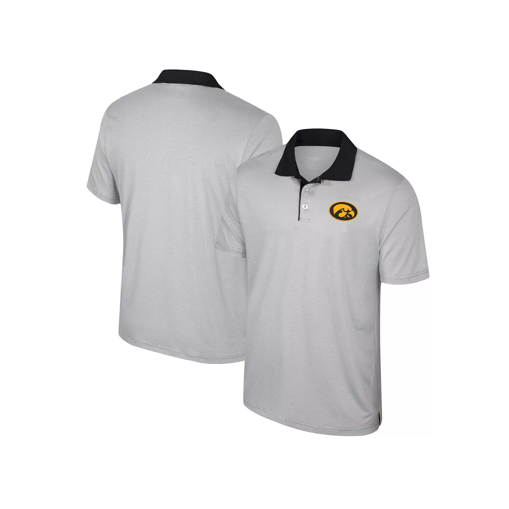 Men's Colosseum Gray Iowa Hawkeyes Big & Tall Tuck Striped Polo,  Product Image