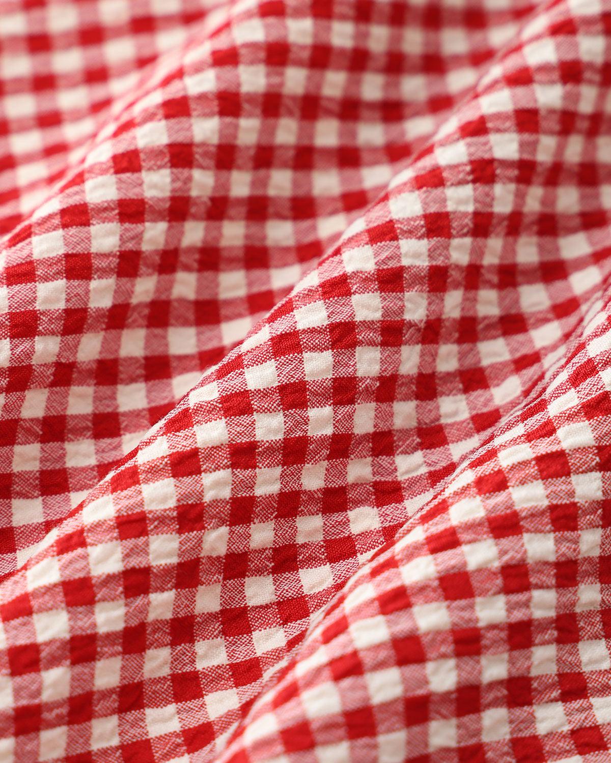 Red Plaid Square Neck Midi Dress Product Image