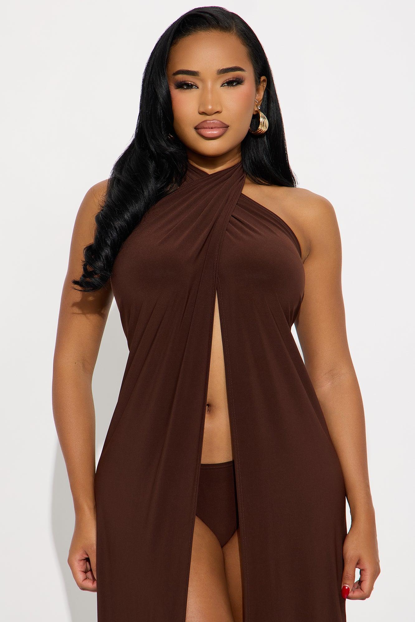 Tatum High Slit Maxi Dress - Brown Product Image