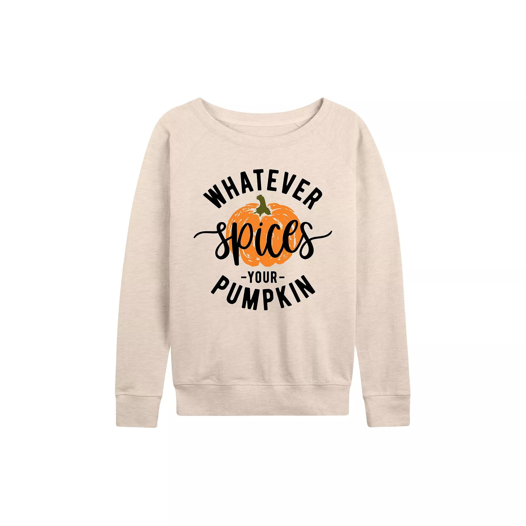 Women's Whatever Spices Your Pumpkin French Terry Long Sleeve Tee, Girl's,  Product Image