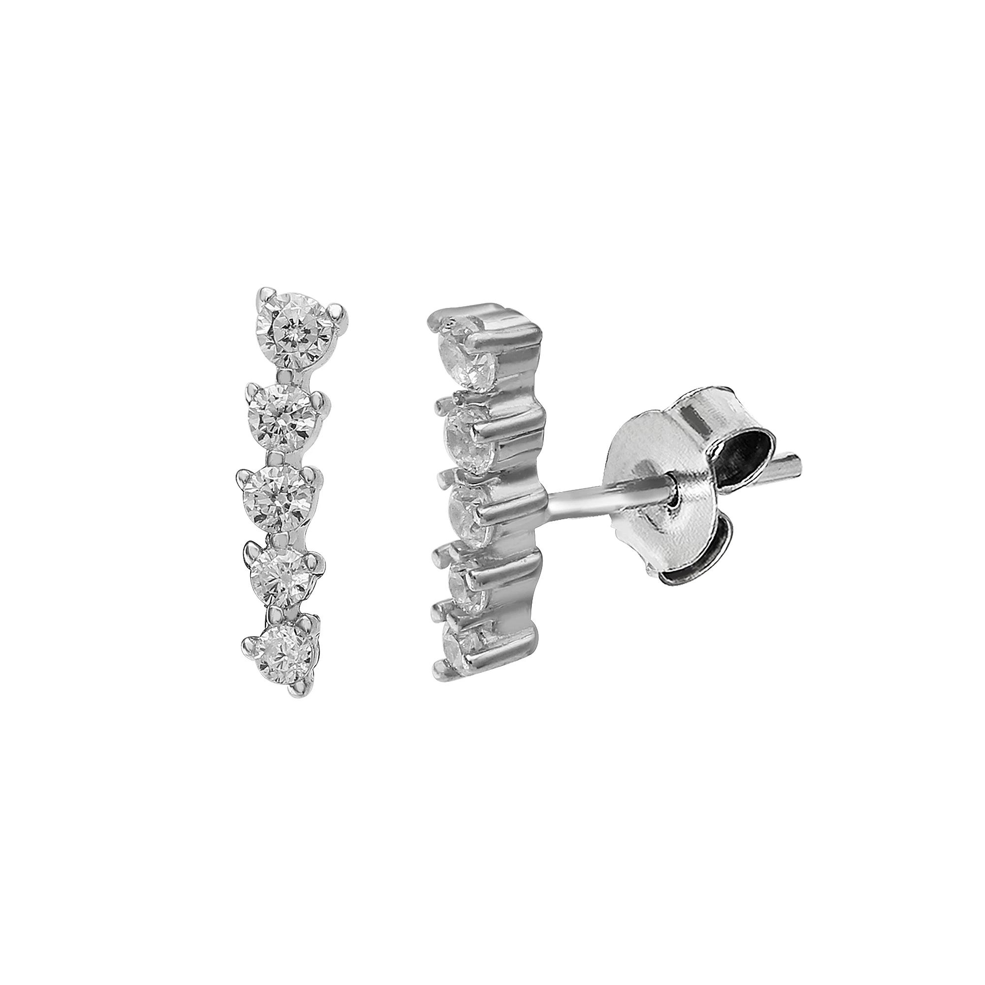 PRIMROSE Sterling Silver Cubic Zirconia Graduated Bar Earring, Women's, Silver Tone Product Image