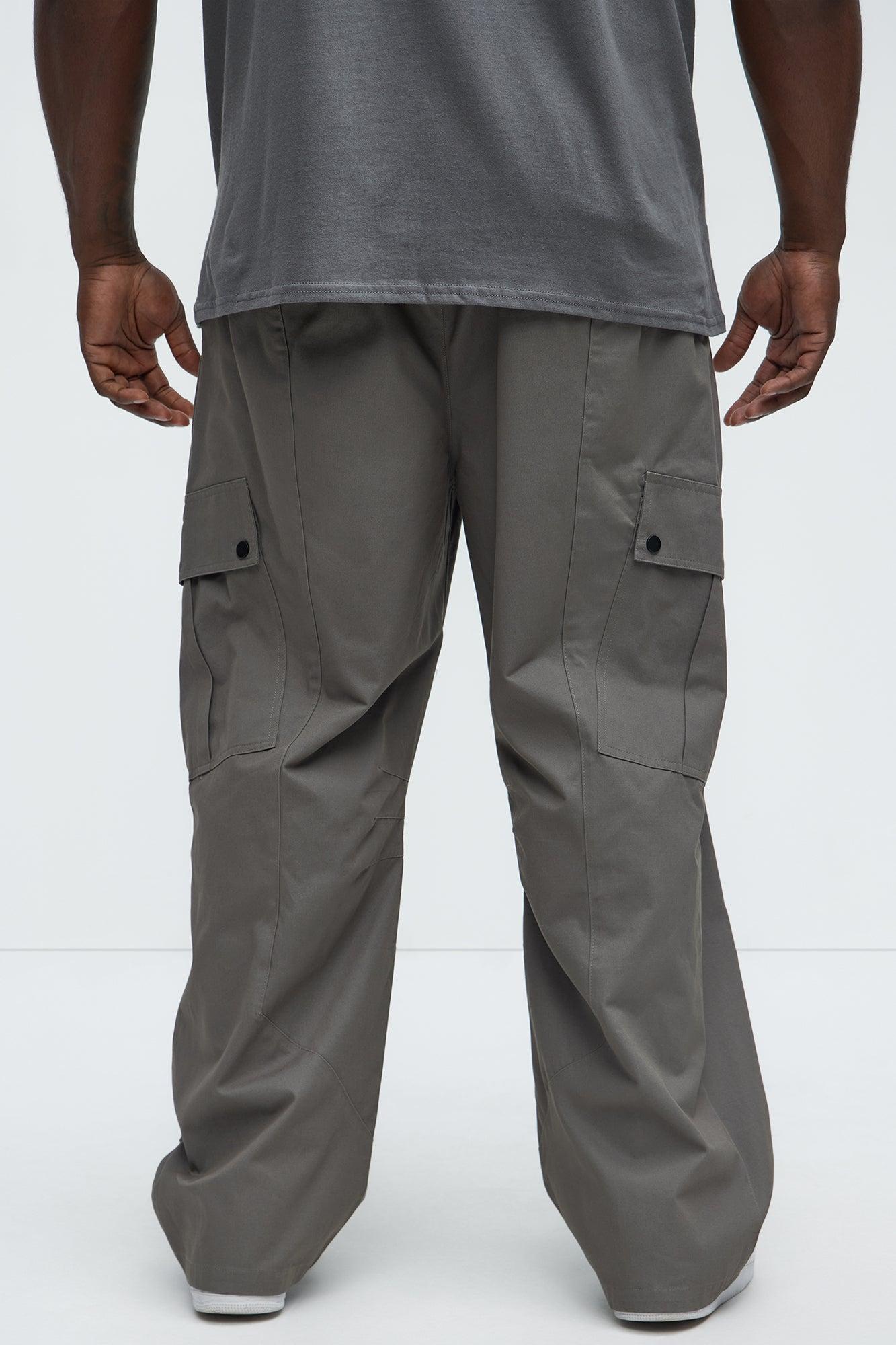 Carl Paneled Baggy Cargo Pants - Grey Product Image