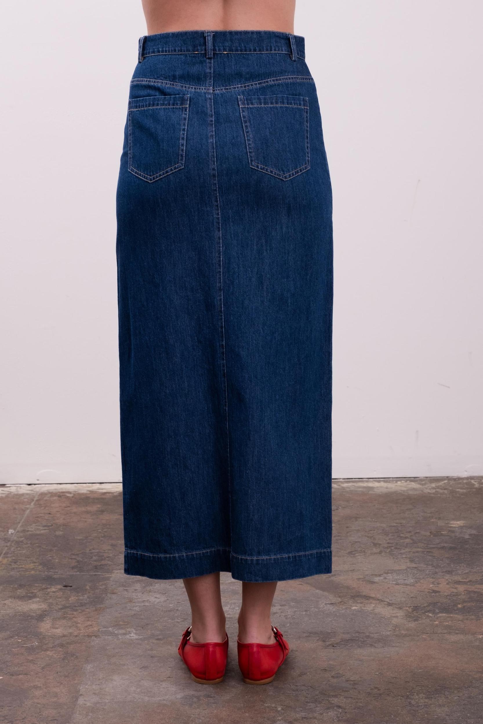 Denim Midi Skirt Product Image