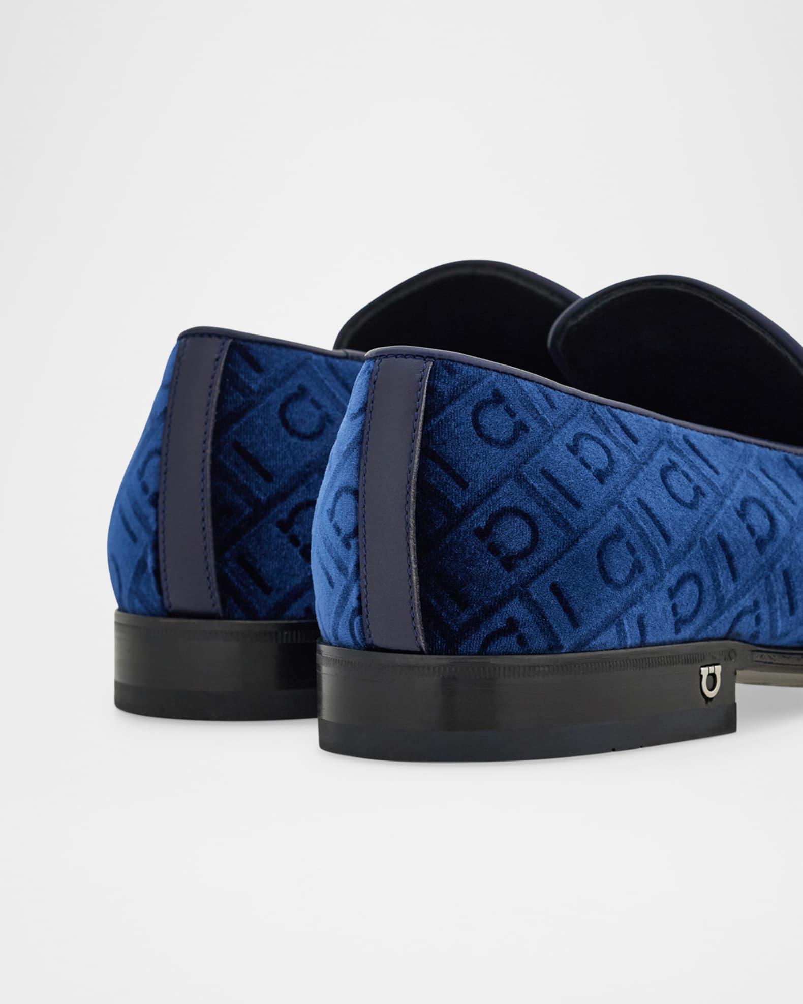 Men's Berry Monogram Velvet Loafers Product Image