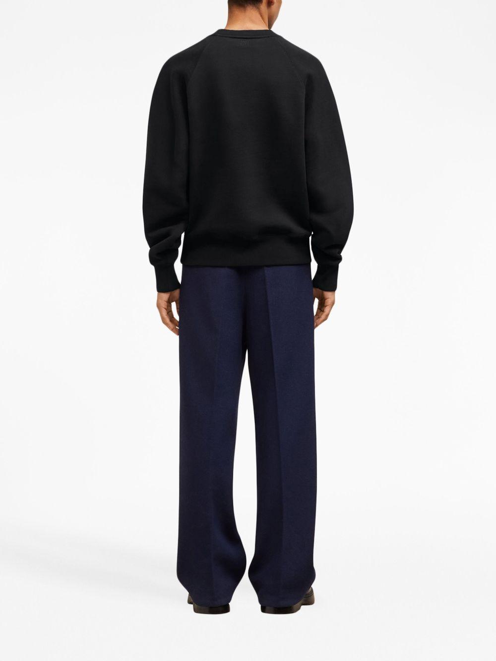 AMI ALEXANDRE MATTIUSSI Ami Classic Black Sweater With Round Neckline And Emblem Detail Product Image