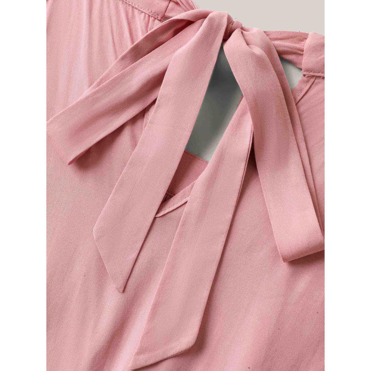 Plus Size Ruffled Halter Neck Solid Midi Dress Watermelon Women Halter neck Sleeveless Curvy BloomChic 12/L Product Image