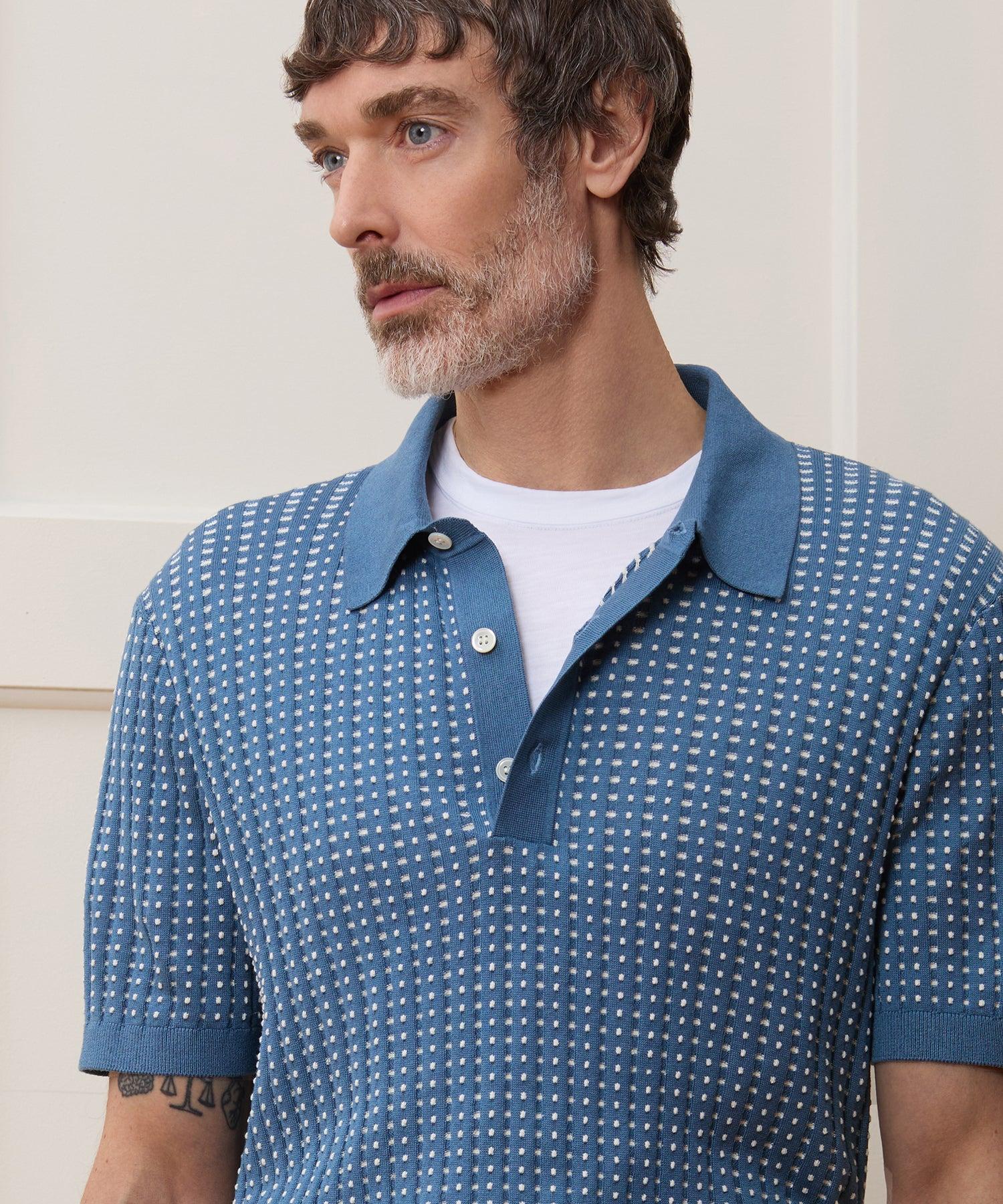 Silk-Cotton Dots Sweater Polo Product Image