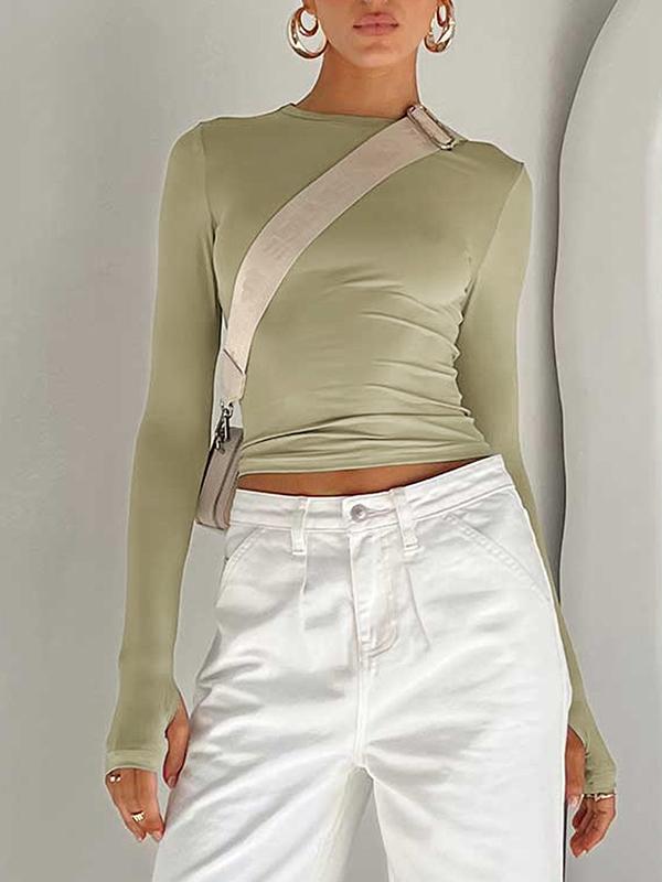 Solid Color Long Sleeve Tee Product Image