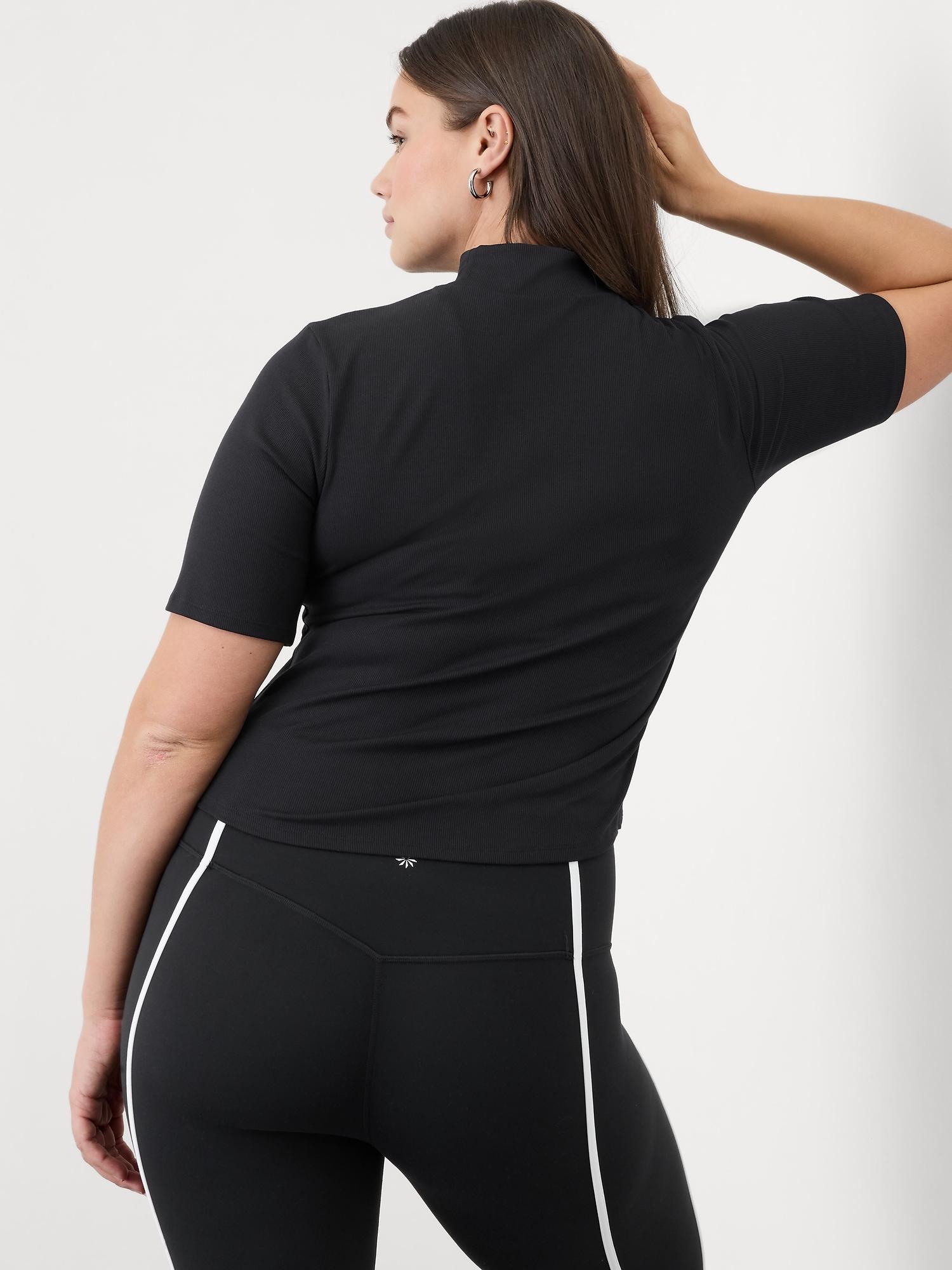 Signature Rib Mock Neck Elbow Sleeve Tee Product Image