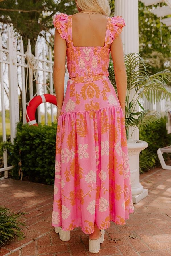 Margaritas Sipping High Waist Floral Maxi Skirt Product Image