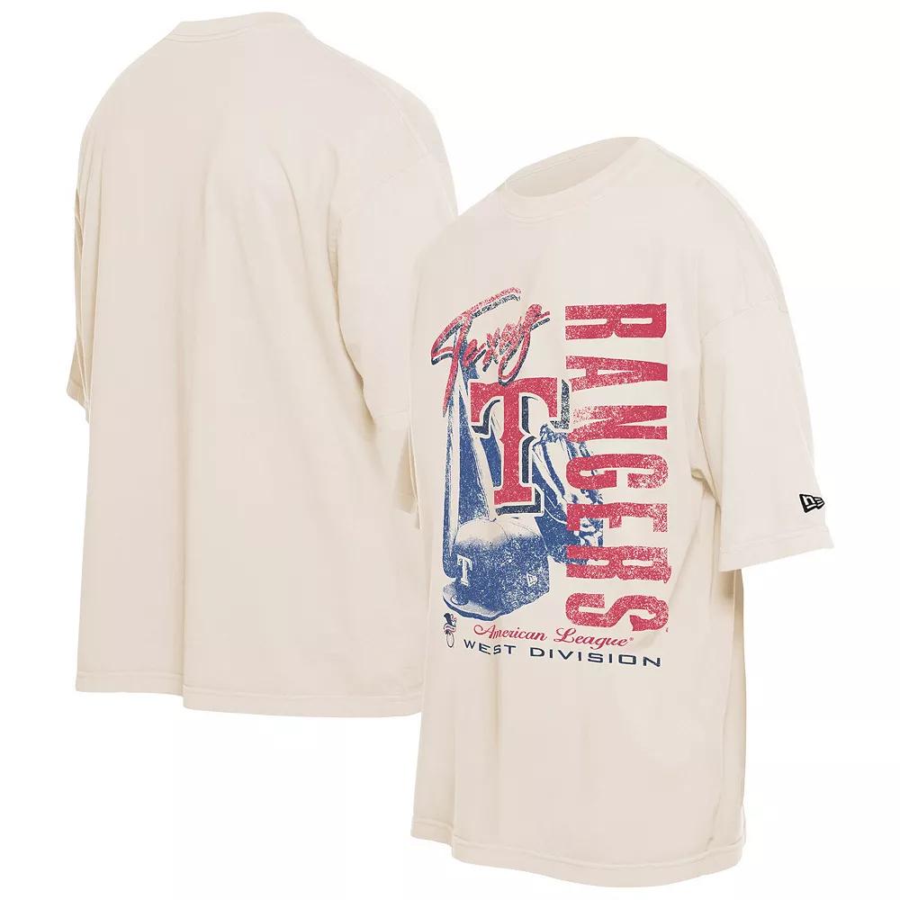 Men's New Era Cream Texas Rangers Cooperstown Collection Oversized Throwback Distressed T-Shirt, Size: 2XL, Beige Product Image