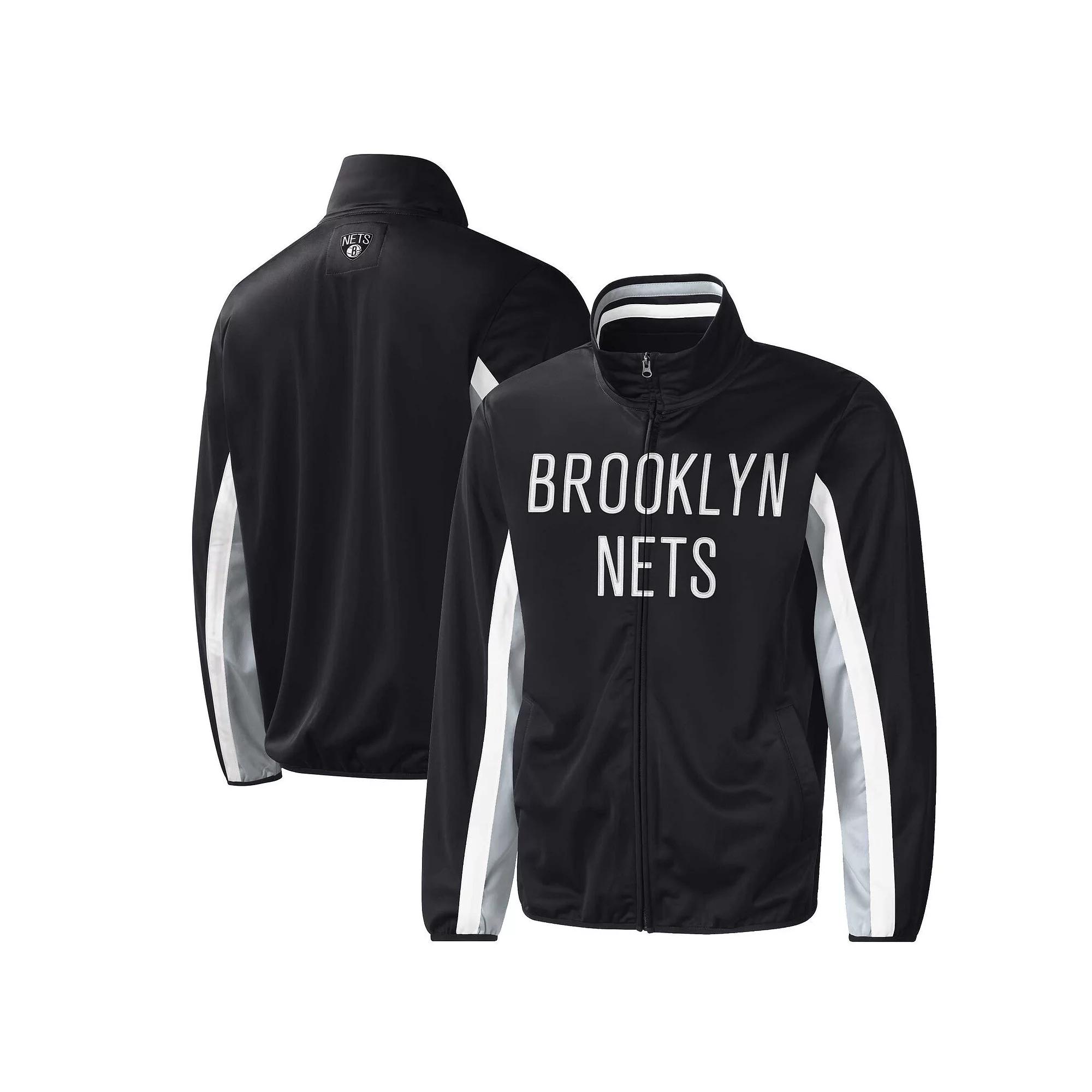 Men's G-III Sports by Carl Banks Black Brooklyn Nets Contender Wordmark Full-Zip Track Jacket, Size: Medium Product Image