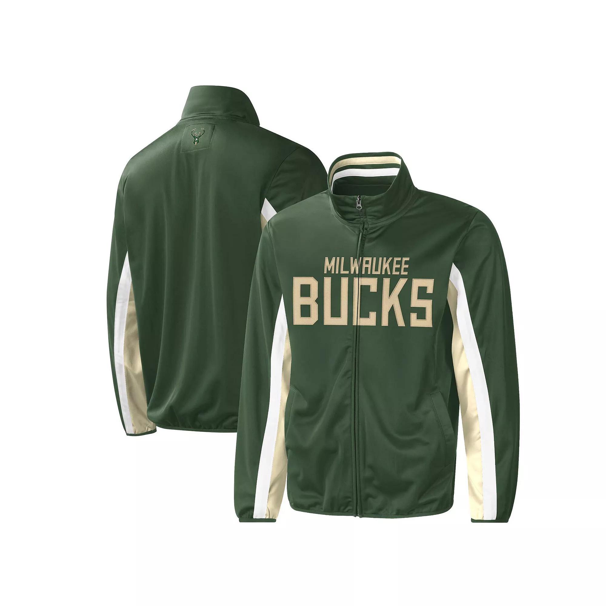 Men's G-III Sports by Carl Banks Hunter Green Milwaukee Bucks Contender Wordmark Full-Zip Track Jacket, Size: Medium, Team Product Image
