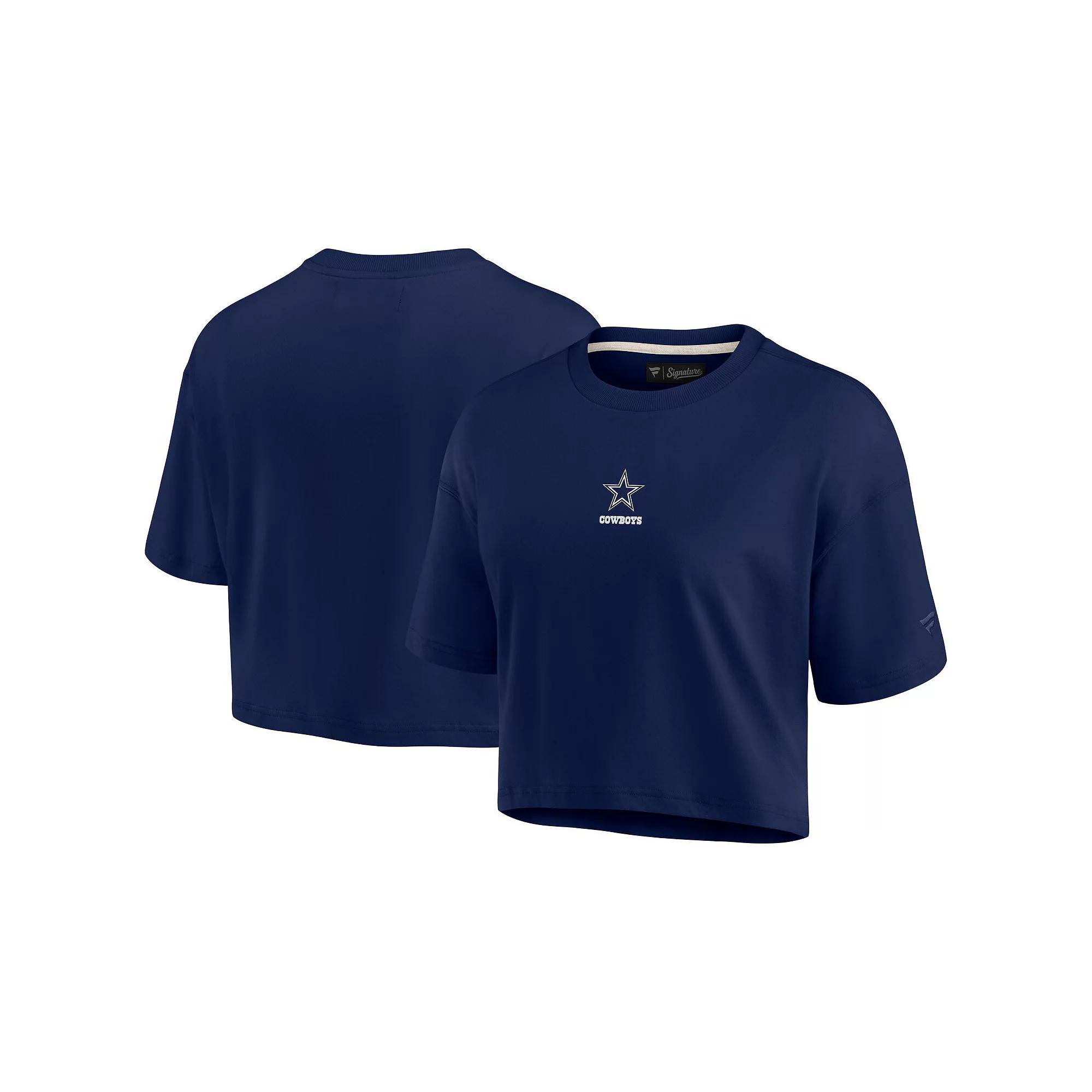 Women's Fanatics Signature Navy Dallas Cowboys Elements Super Soft Boxy Cropped T-Shirt,  Product Image