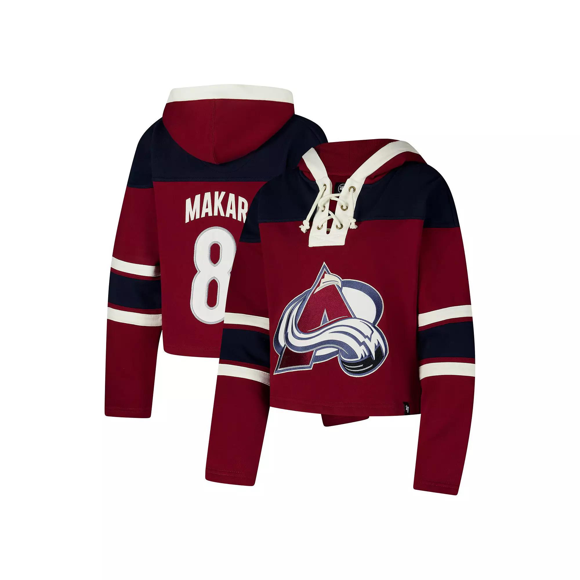 Womens 47 Cale Makar Burgundy Colorado Avalanche Superior Lacer Cropped Pullover Hoodie Product Image