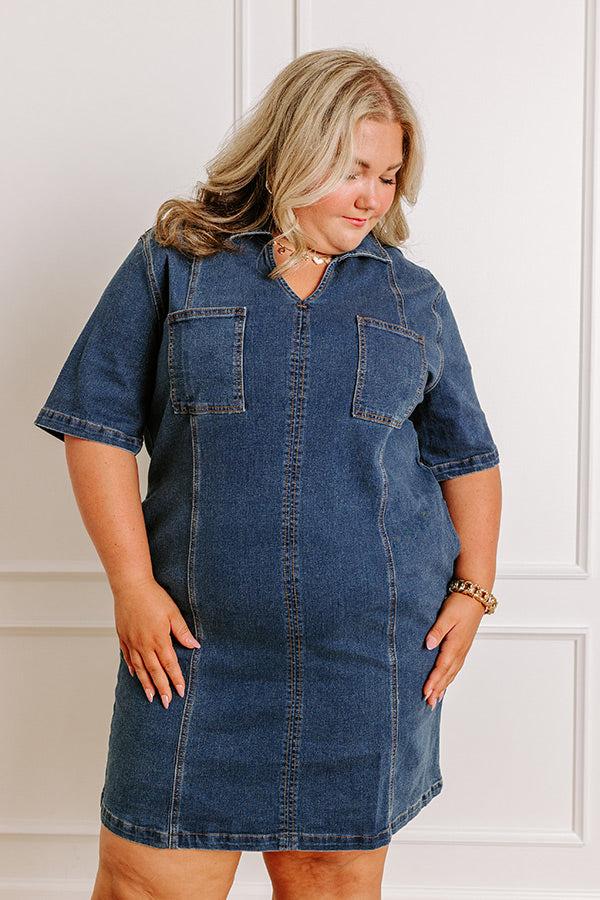 Darling Moment Denim Mini Dress Curves Product Image