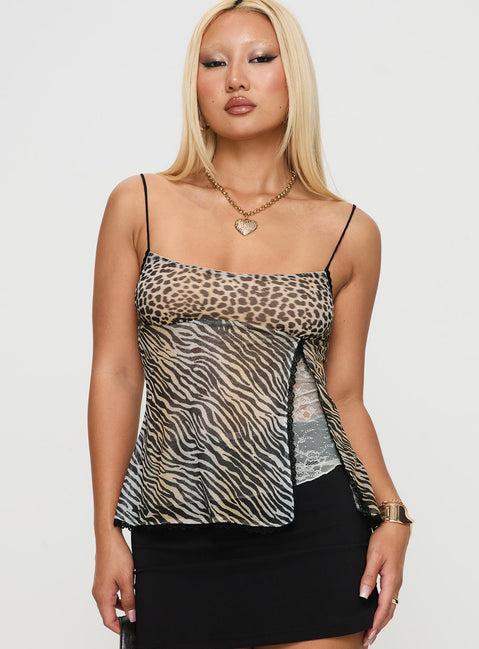 Golden Age Split Cami Top Leopard Multi Product Image
