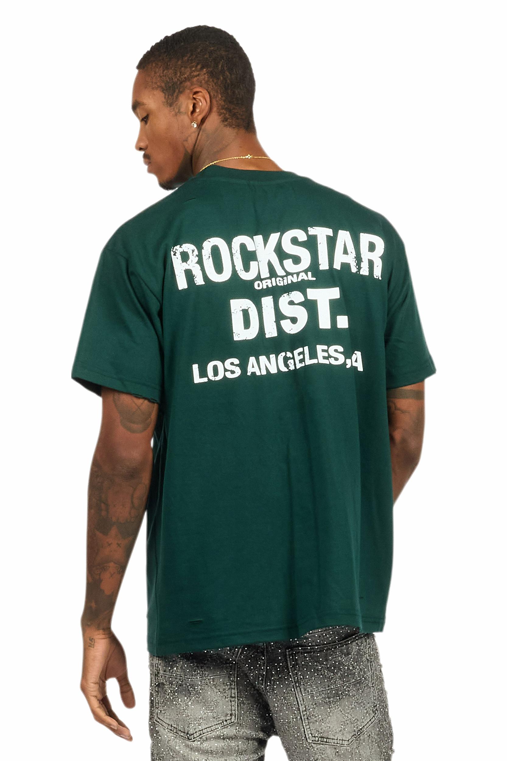 Lake 3.0 Dark Green/White Oversized Graphic T-Shirt Male Product Image