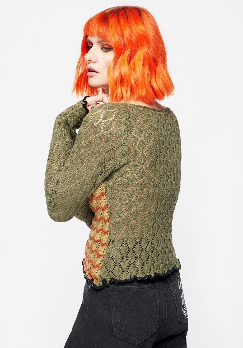 Mixed Feelings Patchwork Knit Top Product Image