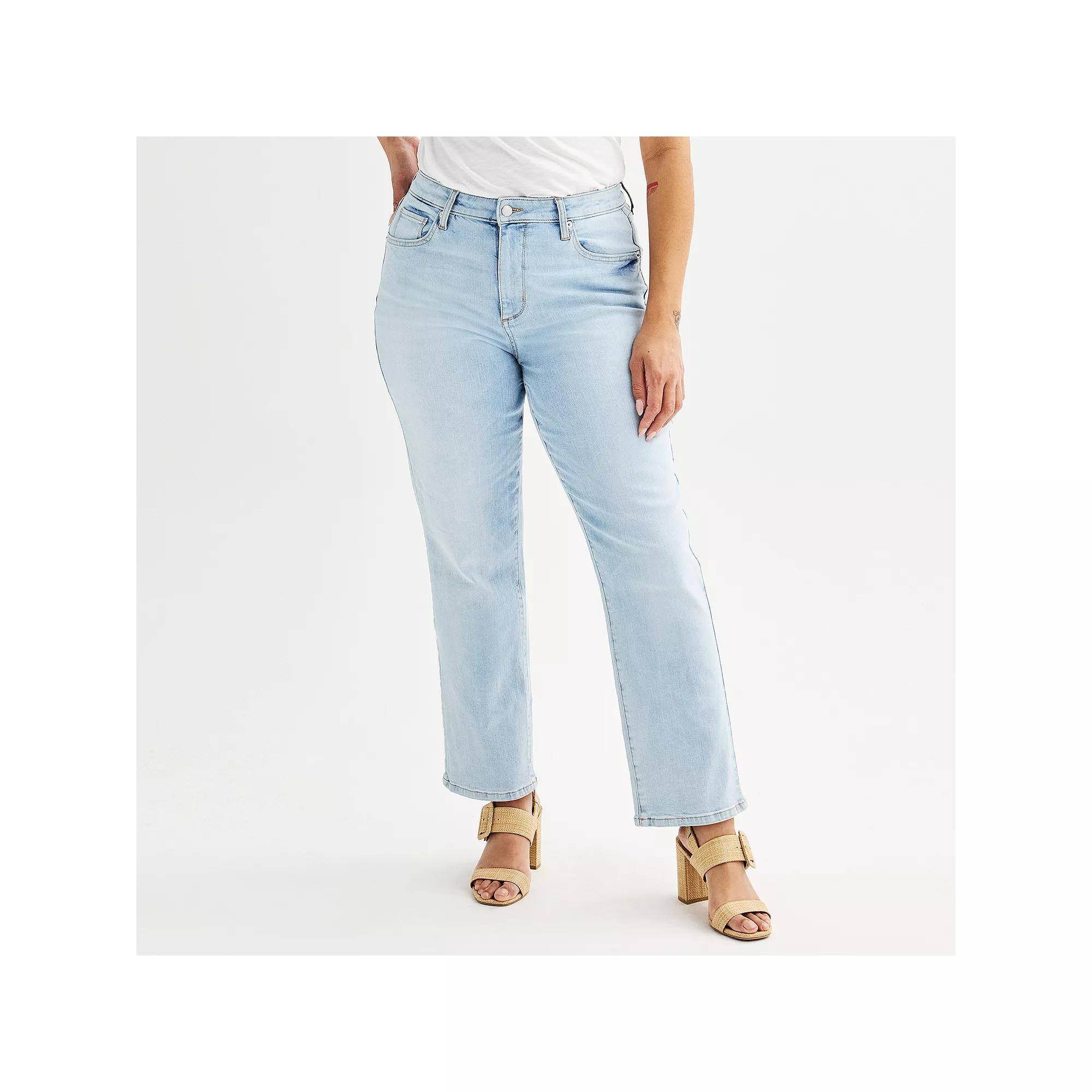 Women's Sonoma Goods For Life® High Rise Curvy Straight Jeans, Size: 14 Regular, Light Blue Product Image