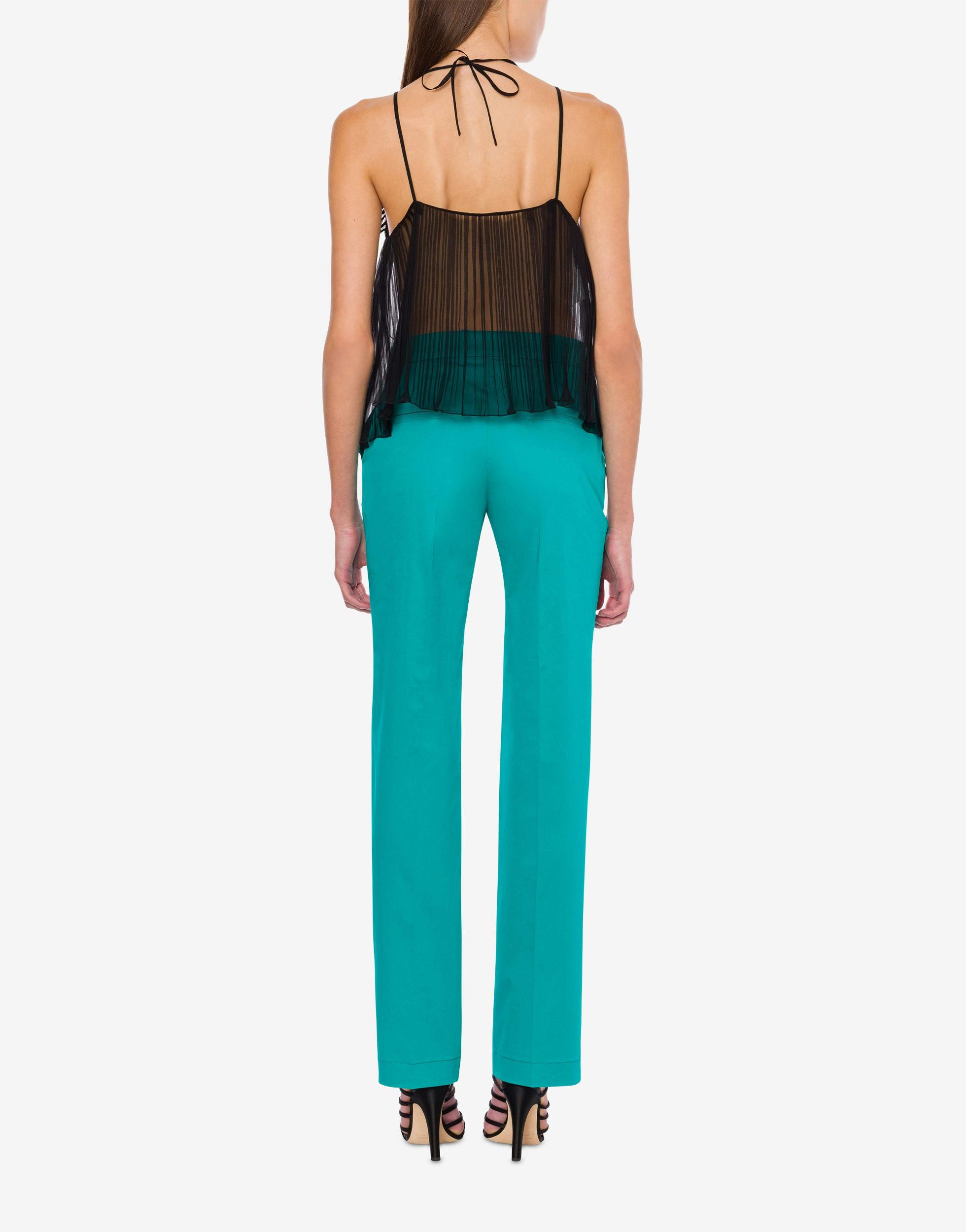 Stretch cotton satin trousers Product Image