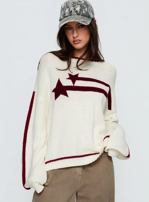Star Track Graphic Jumper Cream / Red Product Image