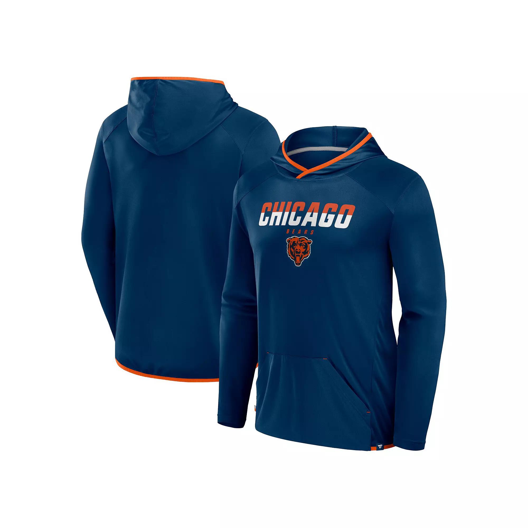 Men's Fanatics Navy Chicago Bears Transitional Defender Hoodie Long Sleeve T-Shirt,  Product Image