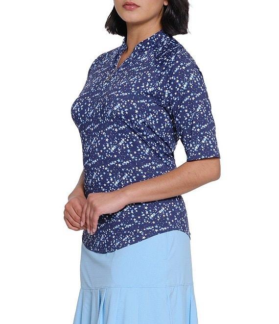 Sport Haley Tempo Printed Mock Neck Elbow Sleeve Top Product Image