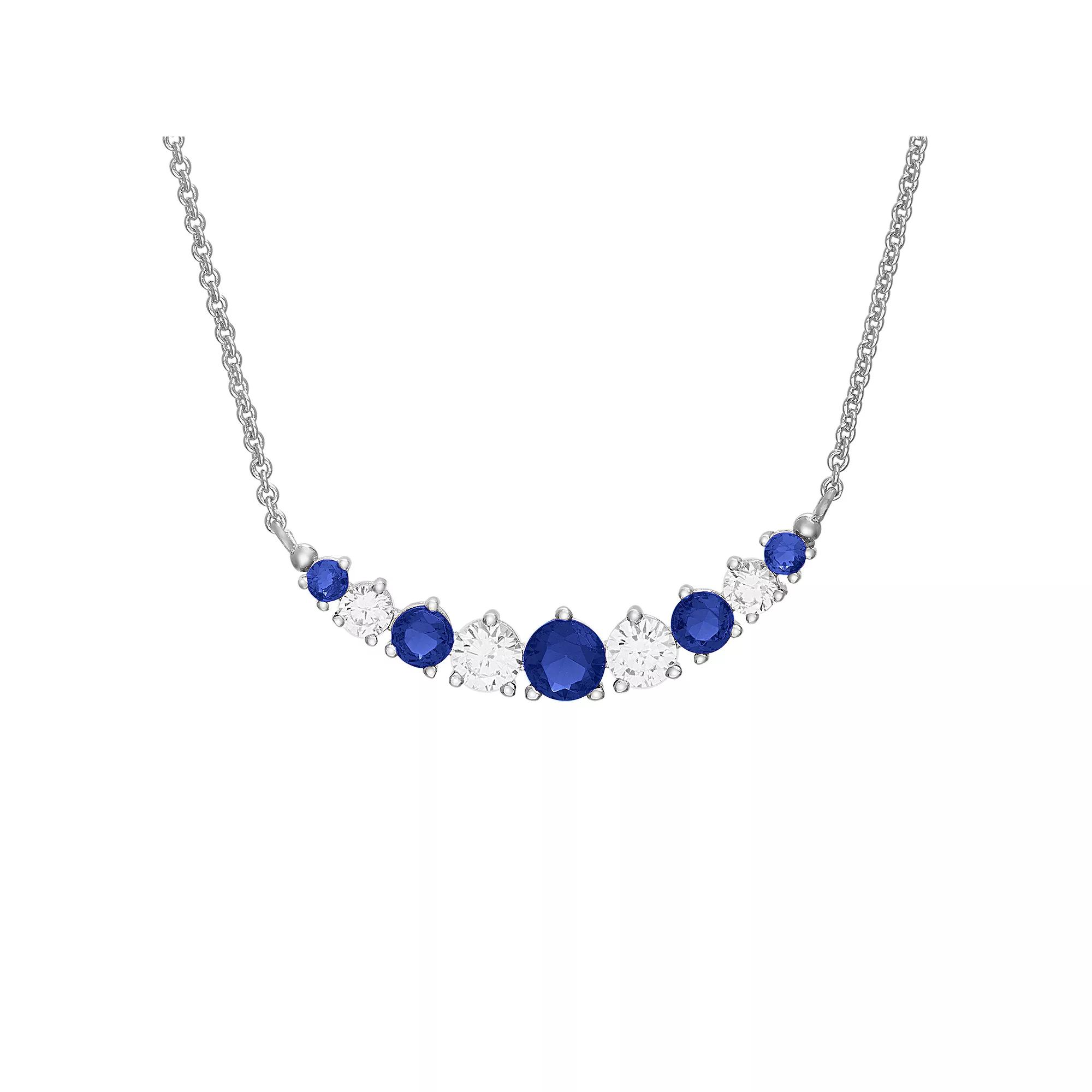 Sterling Silver Lab-Created Blue & White Sapphire Necklace, Womens Product Image
