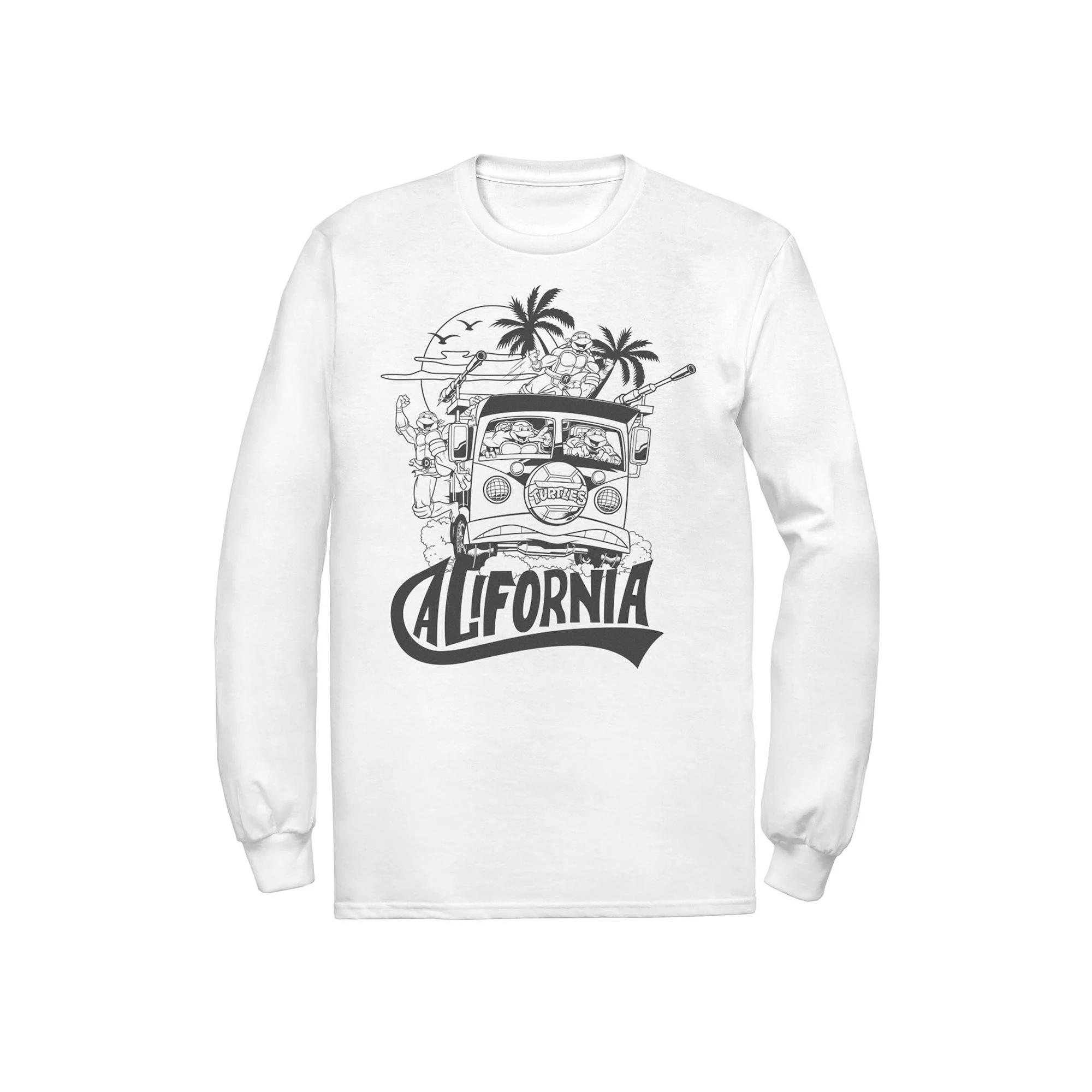 Men's Ninja Turtles California Bus Outline Long Sleeve Tee, Size: XXL, White Product Image