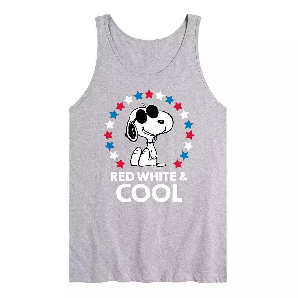 Men's Peanuts Snoopy Red White And Cool Americana Graphic Tank Top,  Product Image