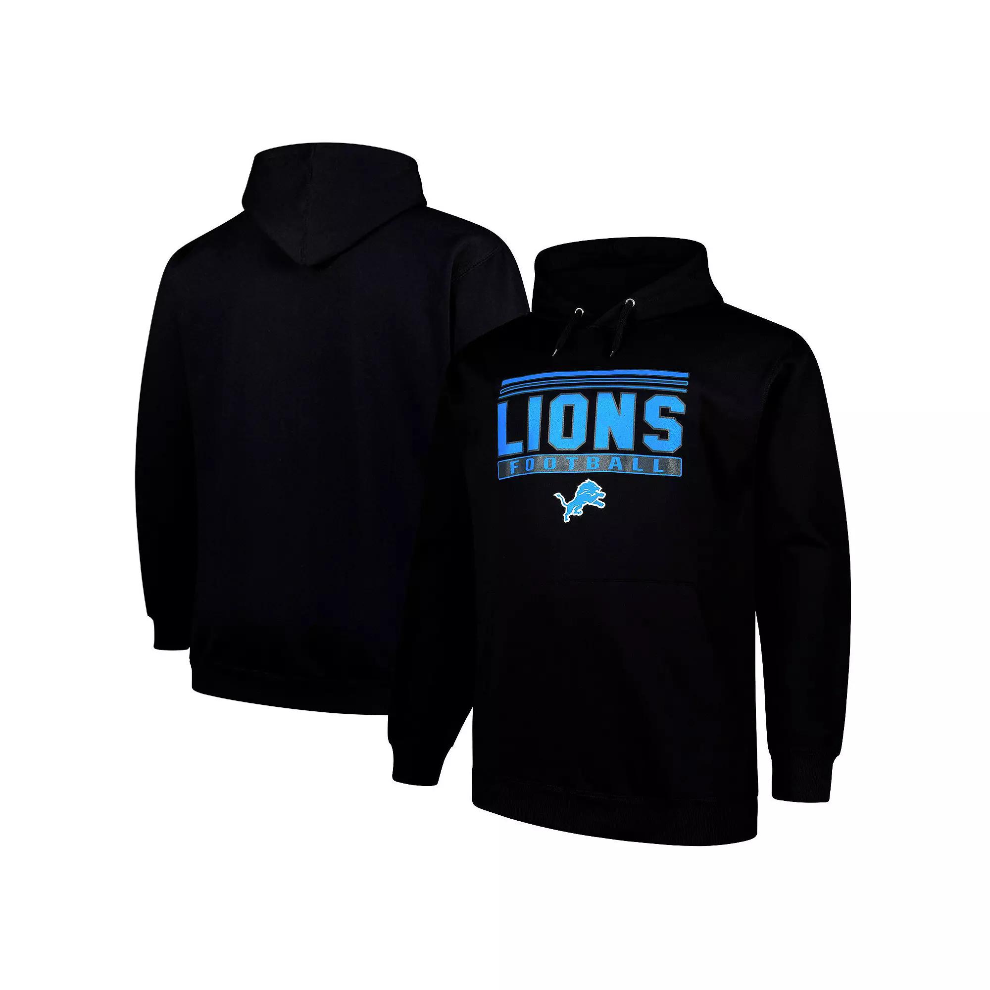 Men's Fanatics Black Detroit Lions Big & Tall Pop Pullover Hoodie, Size: XLT Product Image