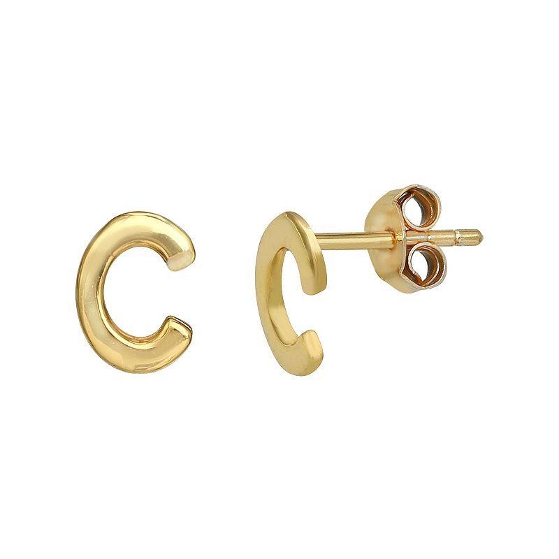 PRIMROSE Sterling Silver Initial Stud Earrings, Women's, Gold Tone C Product Image