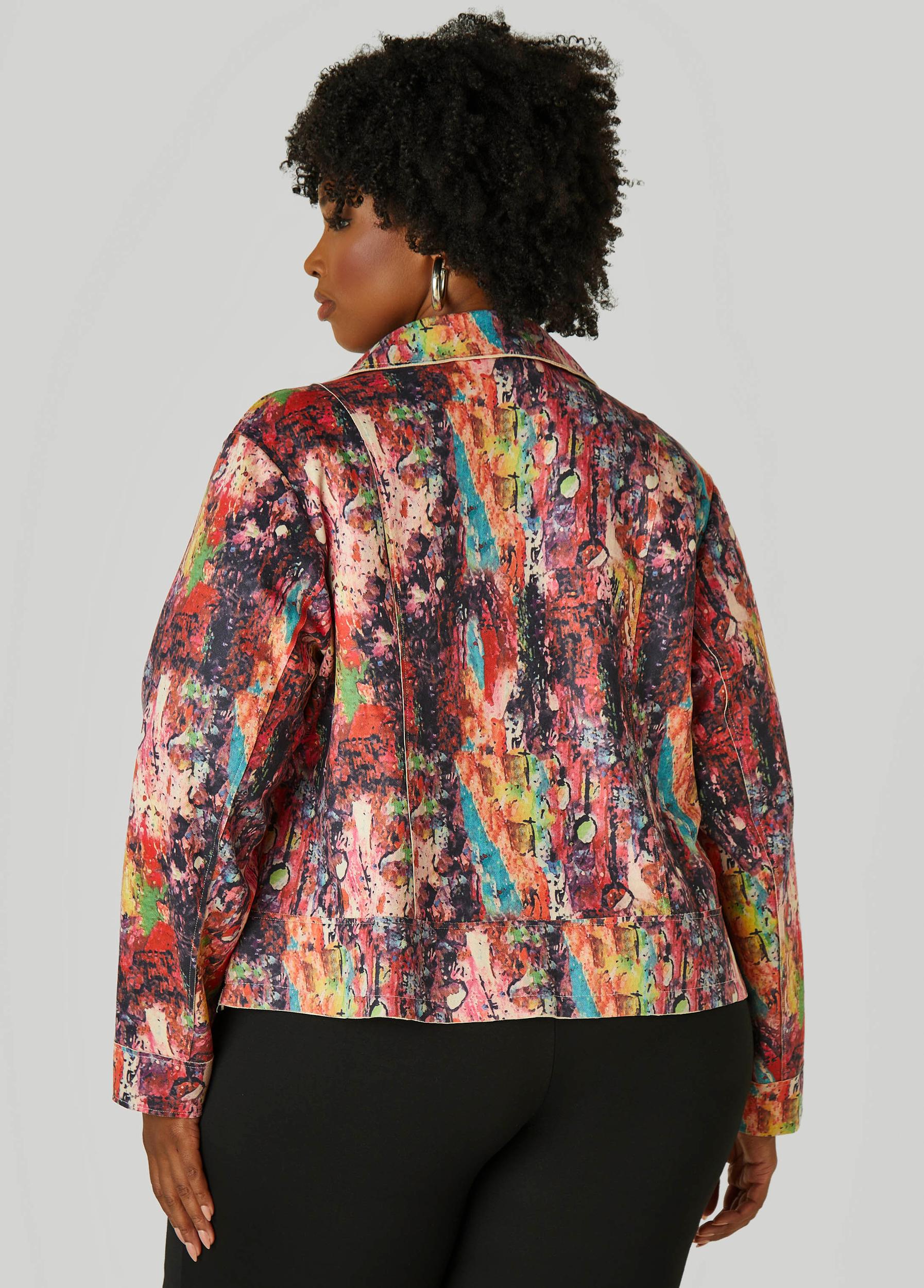 Plus Size Graffiti Print Moto Jacket Ashley Stewart Product Image