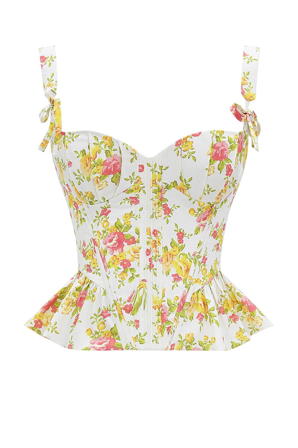 Gigou  royal rose print peplum cotton corset Product Image