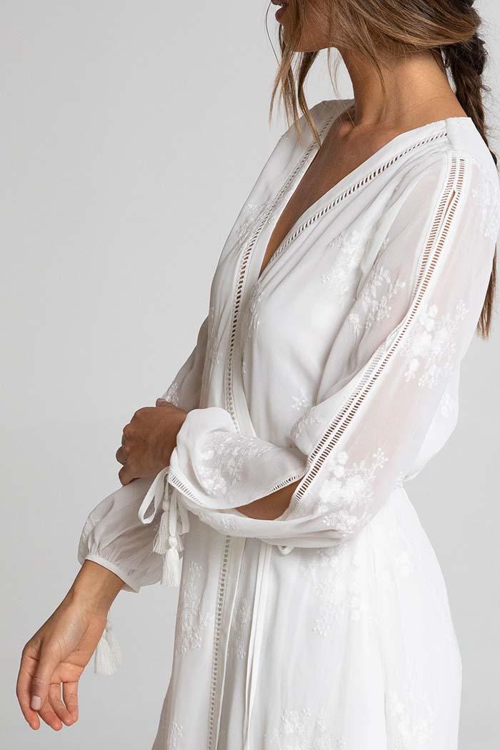 Sheer Chiffon Long Sleeve Wrap Dress Product Image